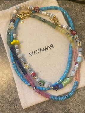 Curated Set of 3 Necklaces made from Turquoise, Quartz with 24k gold accents